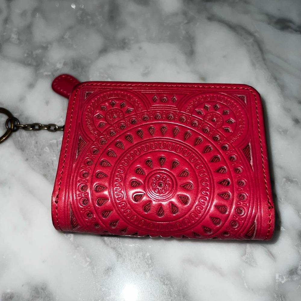 Fossil Red Embossed Leather Wallet